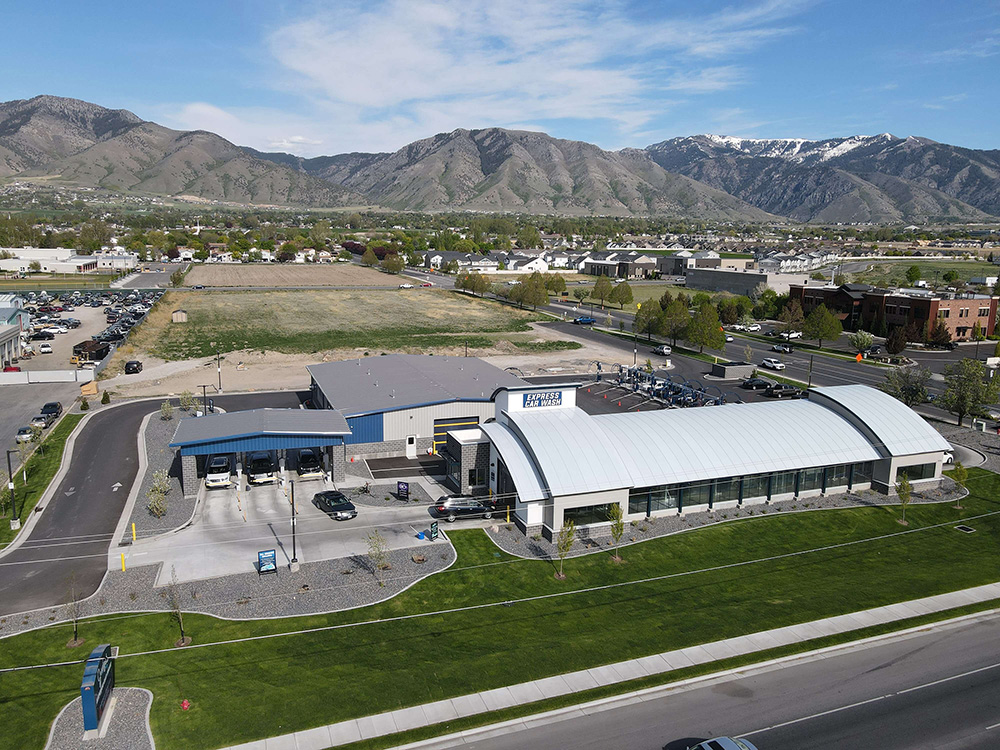 View of Judges Express Car Wash from above